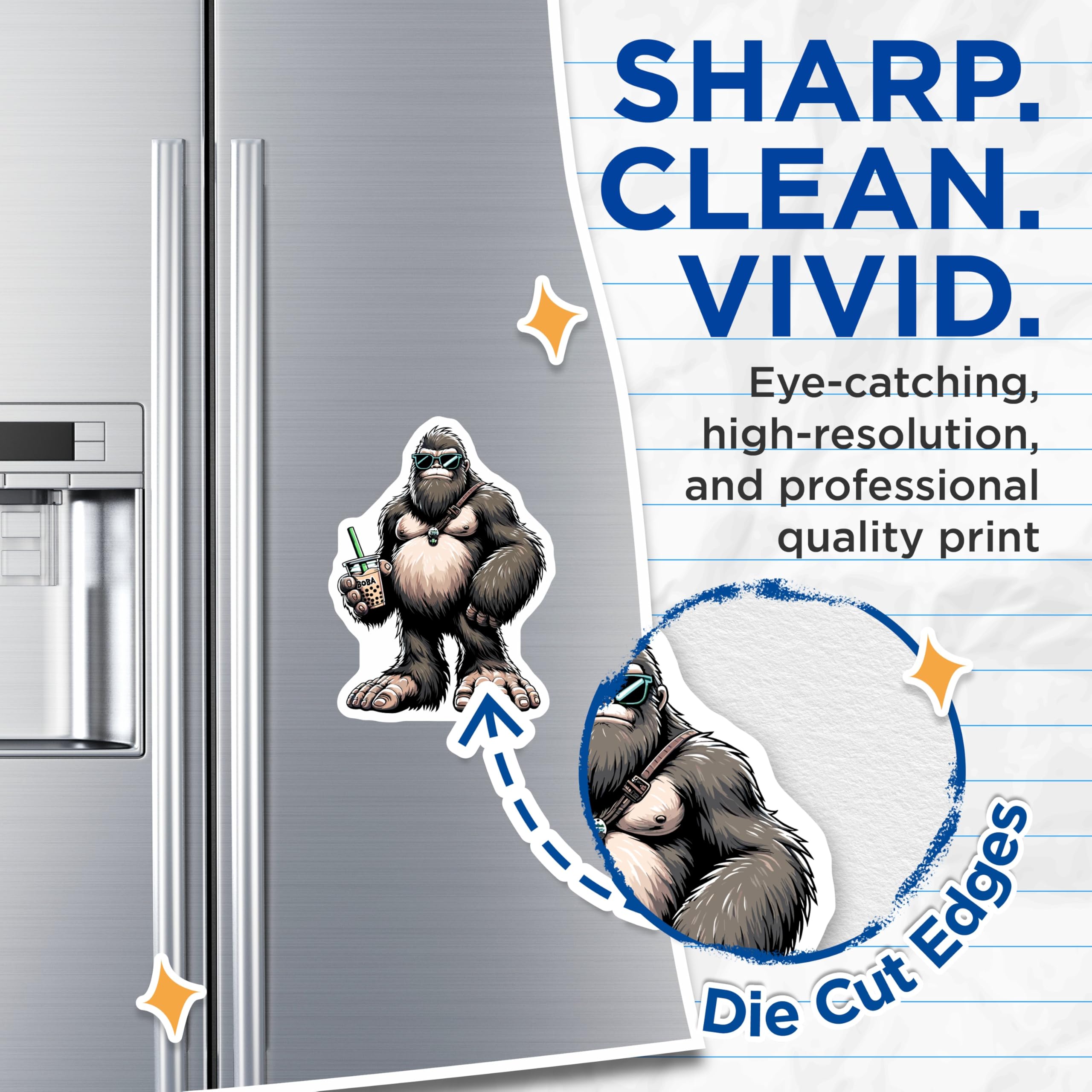 (2 Pack) Bigfoot Boba Tea Magnets - Sasquatch Bubble Tea - Cryptozoology Refrigerator Decor - Funny Mythical Creature Art - 5 Inches On Longest Side - Thick Durable Magnet - Made in USA - MAG23215