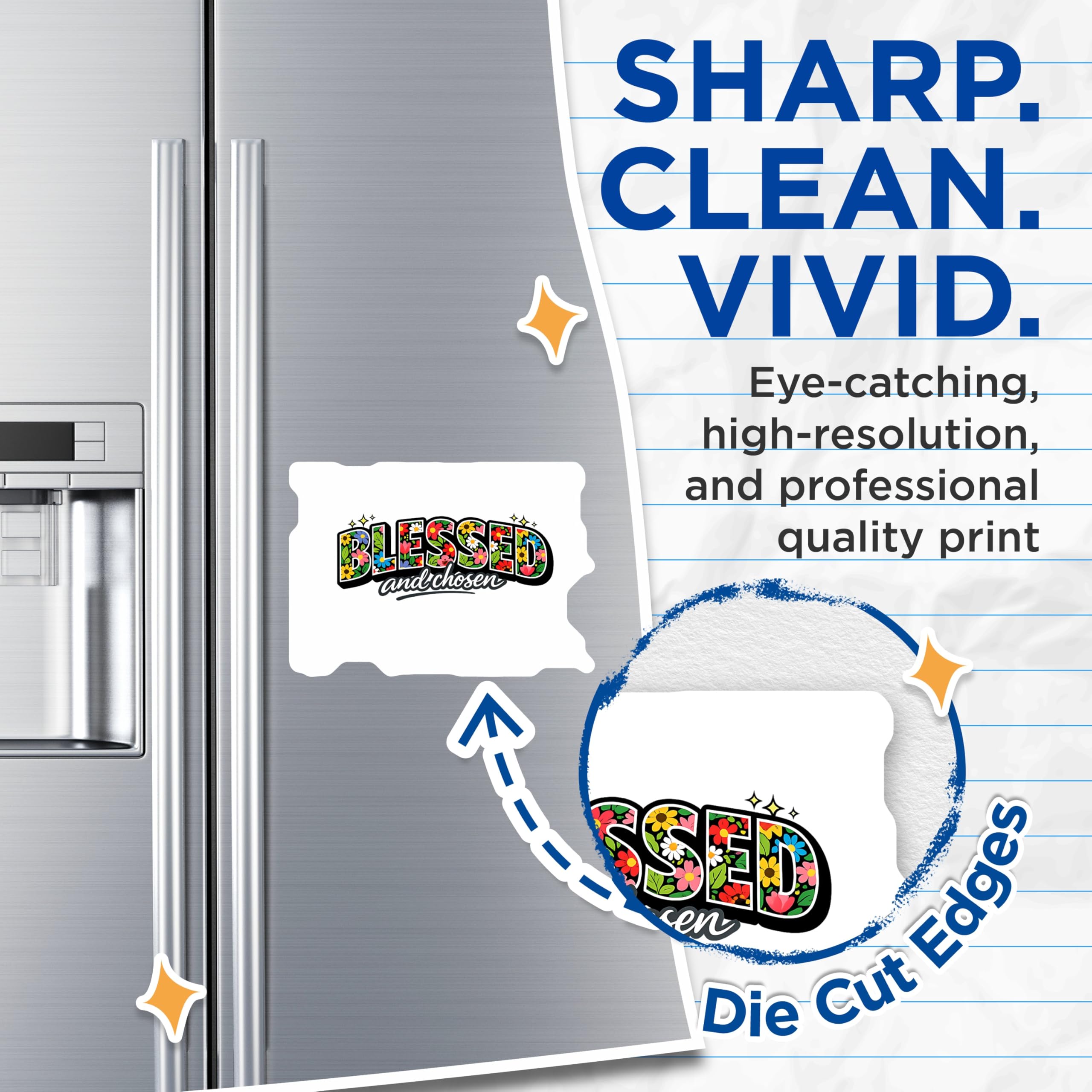 (2 Pack) Blessed Chosen Magnets - Inspirational Floral Decor - Christian Faith Statement - Refrigerator Accent - 5 Inches On Longest Side - Thick Durable Magnet - Made in USA - MAG22262