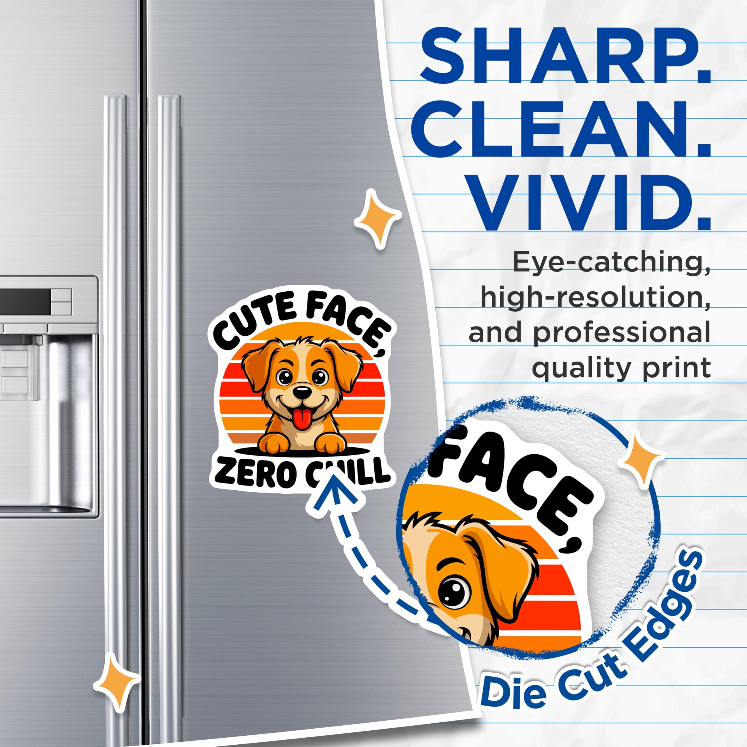 (2 Pack) Cute Face Zero Chill Magnets - Funny Dog Puppy Decor - Canine Lover Item - 5 Inches On Longest Side - Thick Durable Magnet - Made in USA - MAG24882