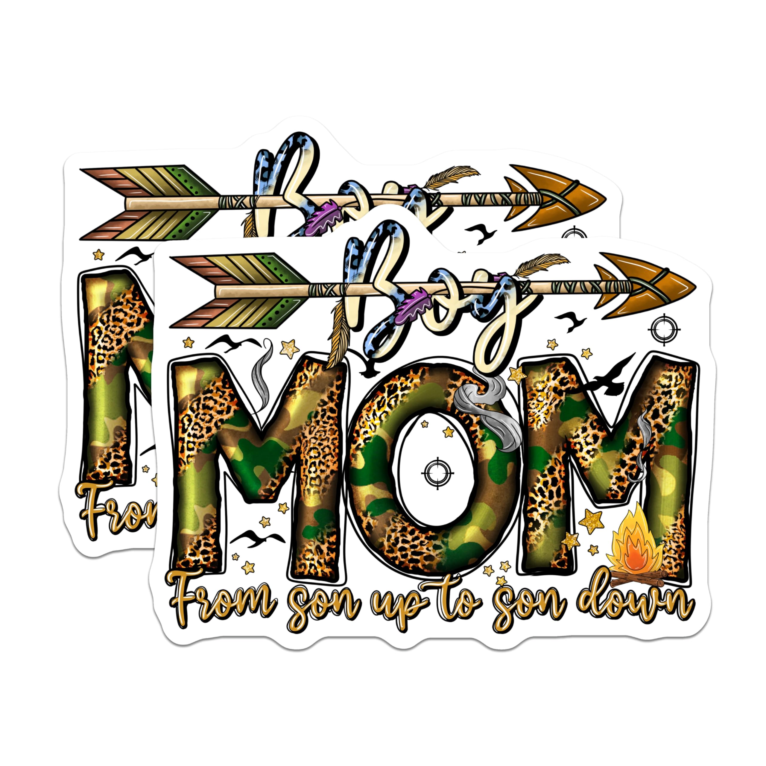 (2 Pack) Boy Mom Magnets - Camo Leopard Print - Proud Mother of Sons - Outdoorsy Mom Decor - 5 Inches On Longest Side - Thick Durable Magnet - Made in USA - MAG29569