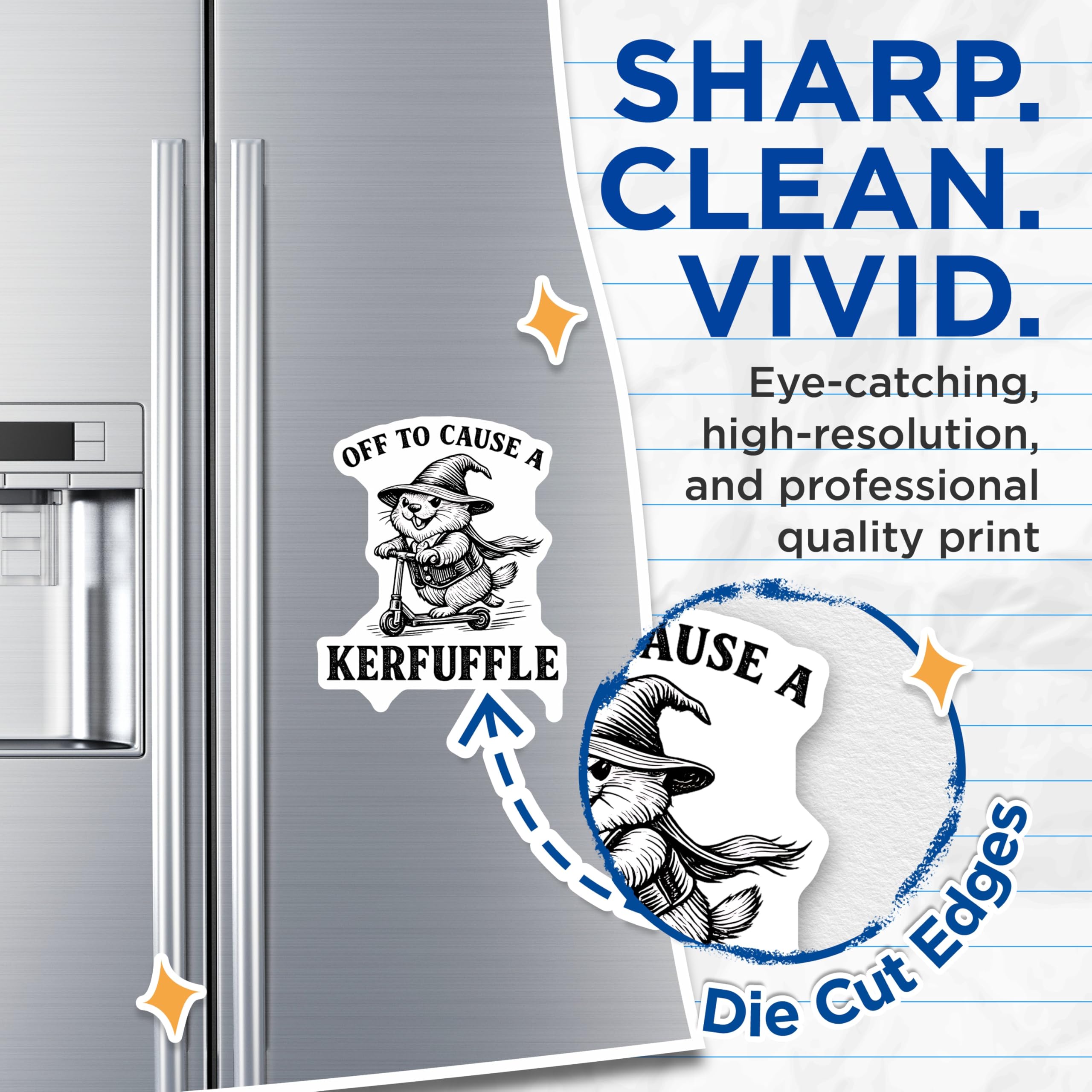 (2 Pack) Wizard Groundhog Magnets - Kerfuffle Scooter Rodent Decor - Whimsical Animal Refrigerator Art - 5 Inches On Longest Side - Thick Durable Magnet - Made in USA - MAG20346