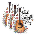 (3 Pack) Guitar Scripture Decals - Christian Laptop Decal - Exodus 15 2 Verse- 3 Inches On Longest Side - Easy Peel & Apply - Made in USA - 3MCS5356