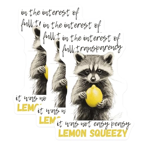 (3 Pack) Raccoon Decals - Lemon Squeezy Decal - Laptop Decals - 3 Inches On Longest Side - Easy Peel & Apply - Made in USA - 3MCS2210