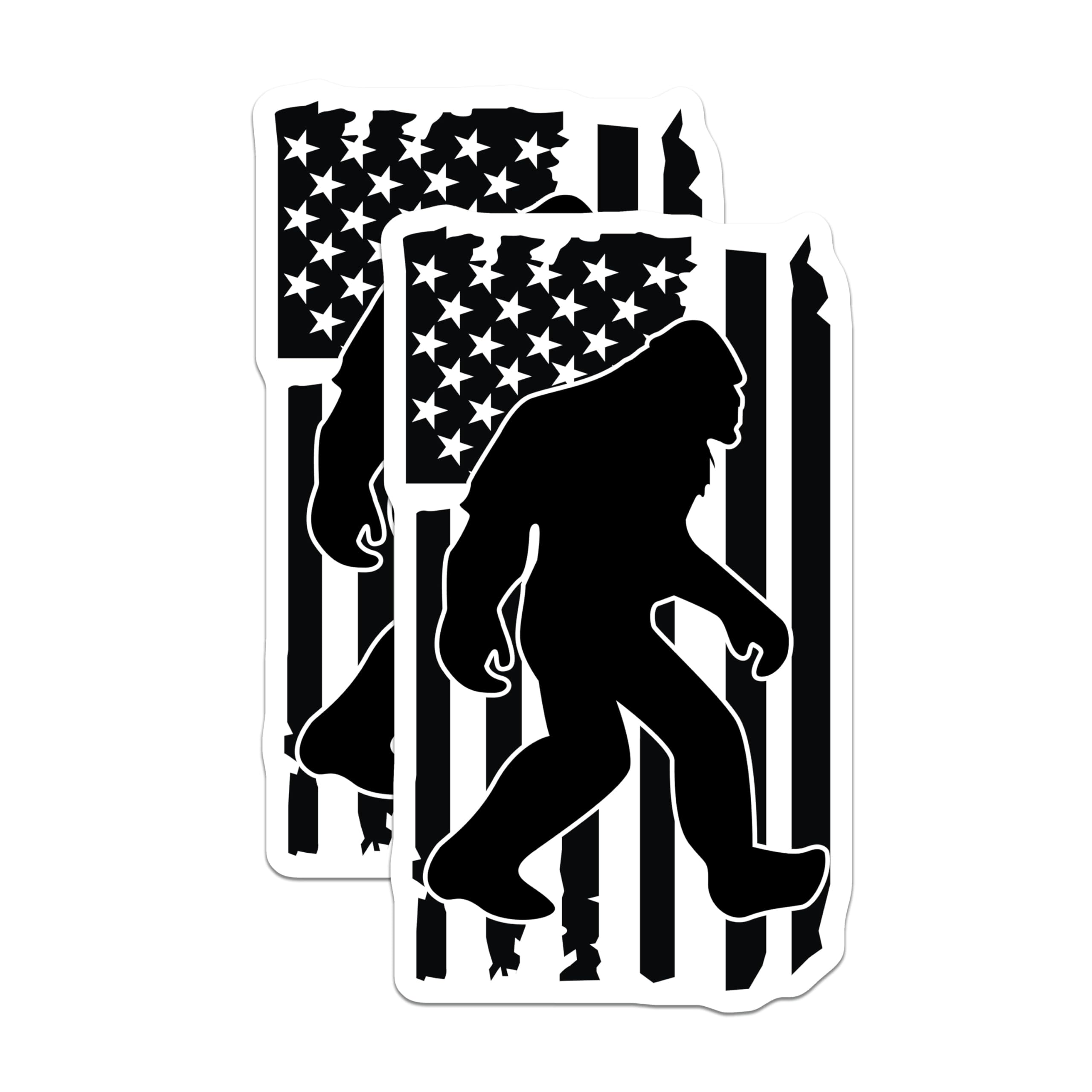 (2 Pack) Bigfoot American Flag Magnets - Patriotic Sasquatch - Cryptozoology US Pride - 5 Inches On Longest Side - Thick Durable Magnet - Made in USA - MAG20838