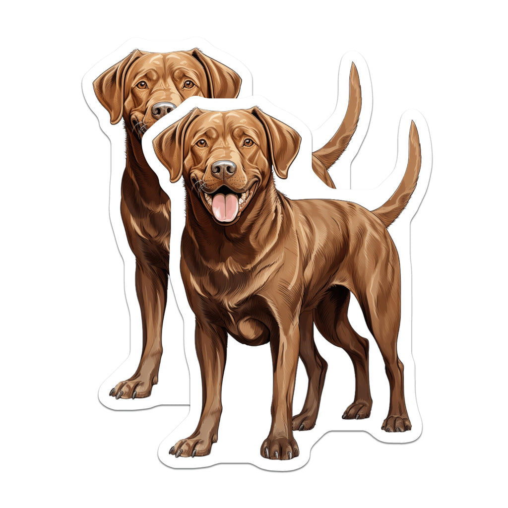 (2 Pack) Chocolate Lab Magnets - Happy Labrador Retriever Artwork - Dog Mom Kitchen Decor - Pet Parent Refrigerator Art - 5 Inches On Longest Side - Thick Durable Magnet - Made in USA - MAG25537