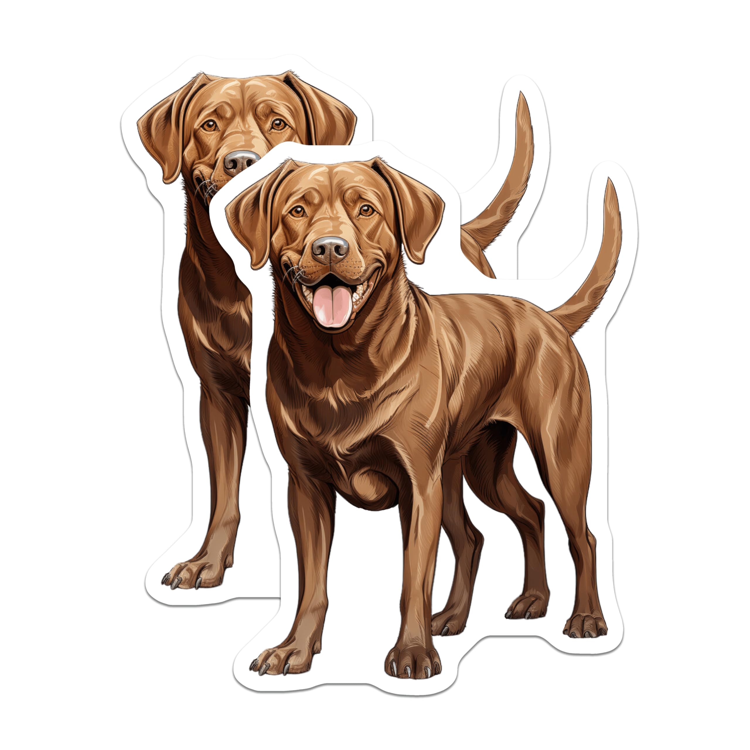 (2 Pack) Chocolate Lab Magnets - Happy Labrador Retriever Artwork - Dog Mom Kitchen Decor - Pet Parent Refrigerator Art - 5 Inches On Longest Side - Thick Durable Magnet - Made in USA - MAG25537