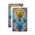 (2 Pack) Stained Glass Skeleton Stickers - Radiant Sun Tarot Art - Celestial Mystic Gothic Decal - 5" On Longest Side - Sticks to Smooth Flat Surfaces - Made in USA - BMCS21751