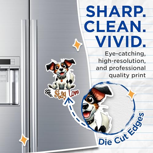 (2 Pack) Sit Stay Love Dog Magnets - Cute Dog Art Magnets - Pet Lover Fridge Magnets- 5" On Longest Side - for Fridges, Toolboxes, Cars - Made in USA - MAG2818