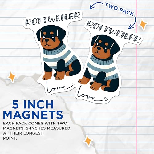 (2 Pack) Rottweiler Magnets - Cute Dog - Animal Lover - 5" On Longest Side - for Cars, Fridges, Toolboxes - Made in USA - MAG7308