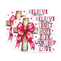 (2 Pack) Believe Trust Hope Seek Worship Love Magnets - Inspirational Quote for Religious Home - 5" On Longest Side - for Cars, Refrigerators, Toolboxes, Lockers - Made in USA BMCS3403
