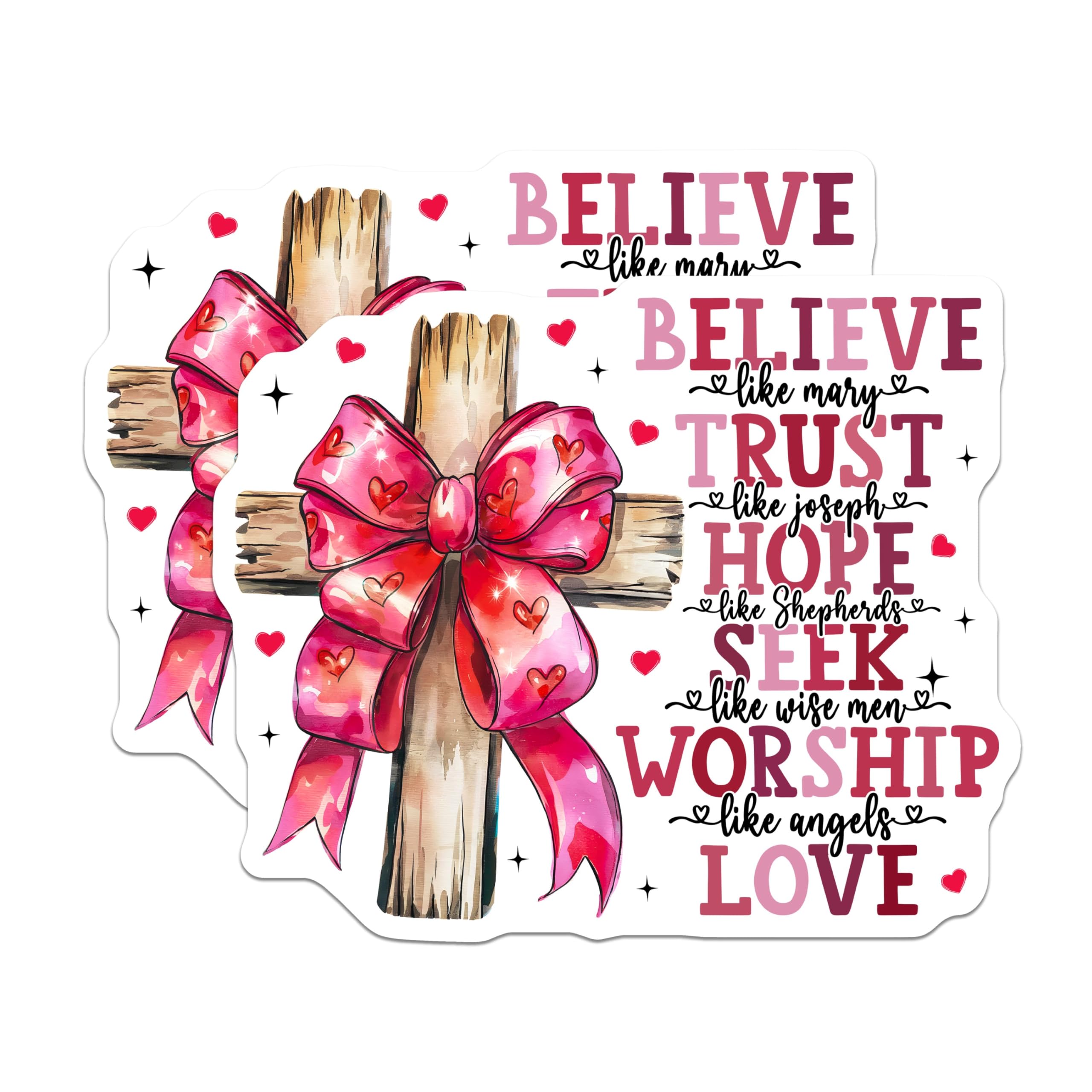 (2 Pack) Believe Trust Hope Seek Worship Love Magnets - Inspirational Quote for Religious Home - 5" On Longest Side - for Cars, Refrigerators, Toolboxes, Lockers - Made in USA BMCS3403