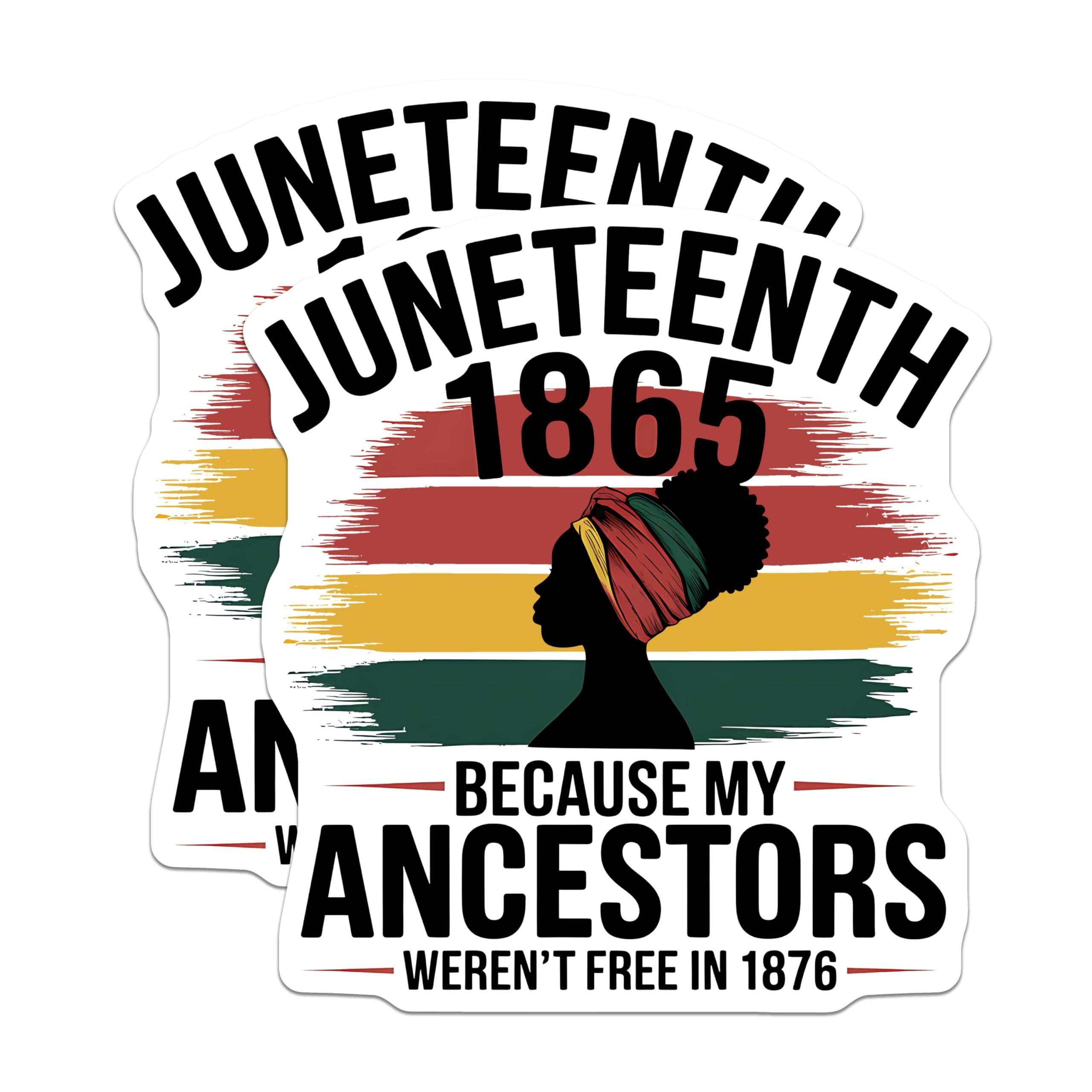 (2 Pack) Juneteenth 1865 Stickers - Pride Freedom Stickers - Historical Commemoration Stickers - 5" On Longest Side - Sticks to Smooth Flat Surfaces - Made in USA - BMCS3891
