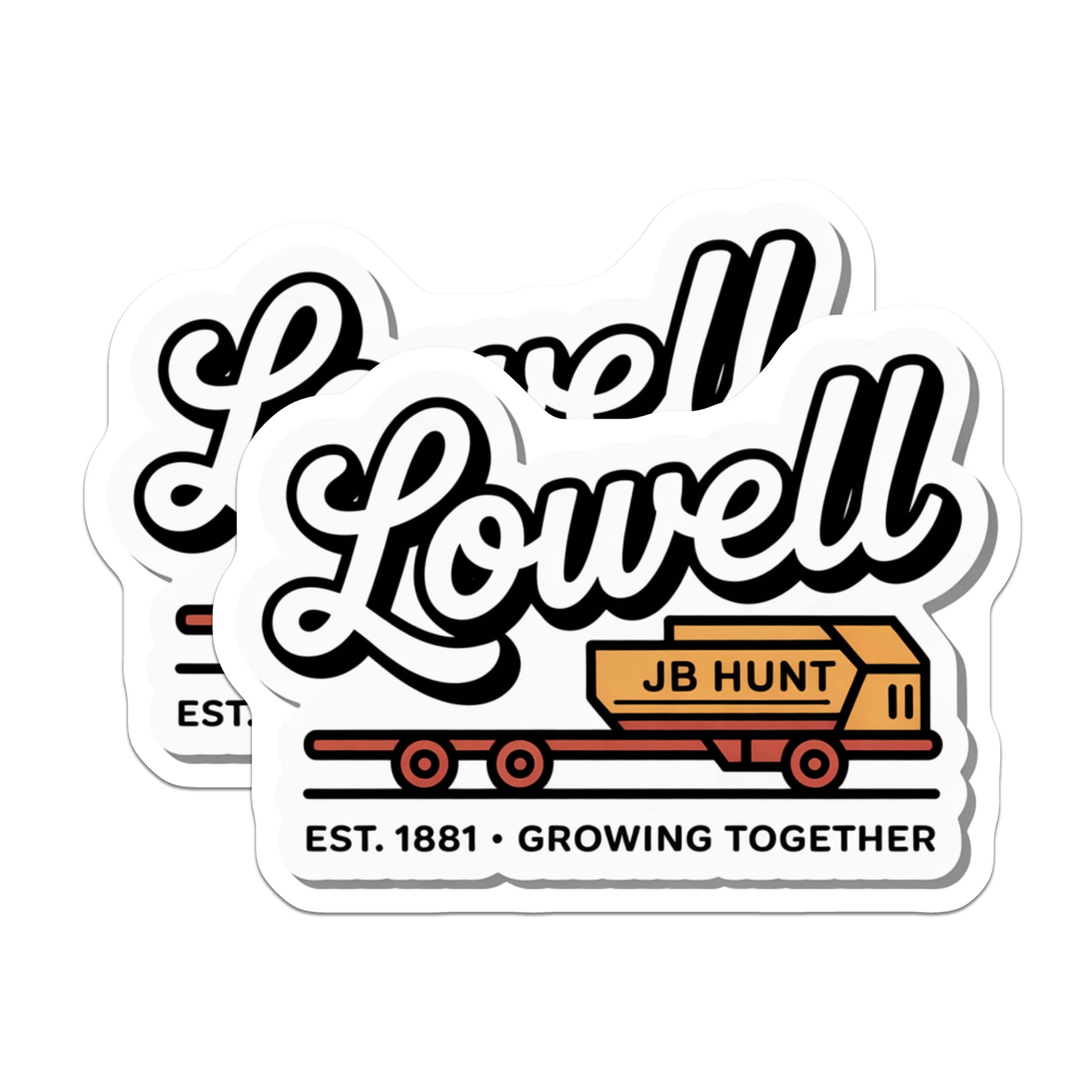 (2 Pack) JB Hunt Lowell Magnets - Trucking Company Logo - Fridge Magnets Decor - 5" On Longest Side - Premium Magnet - for Cars, Refrigerators, Toolboxes, Lockers - Made in USA - MAG18517
