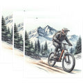 (3 Pack) Mountain Bike Decals - Biking in Snow Sticker - Cycling Laptop Decals - 3 Inches On Longest Side - Easy Peel & Apply - Made in USA - 3MCS1366