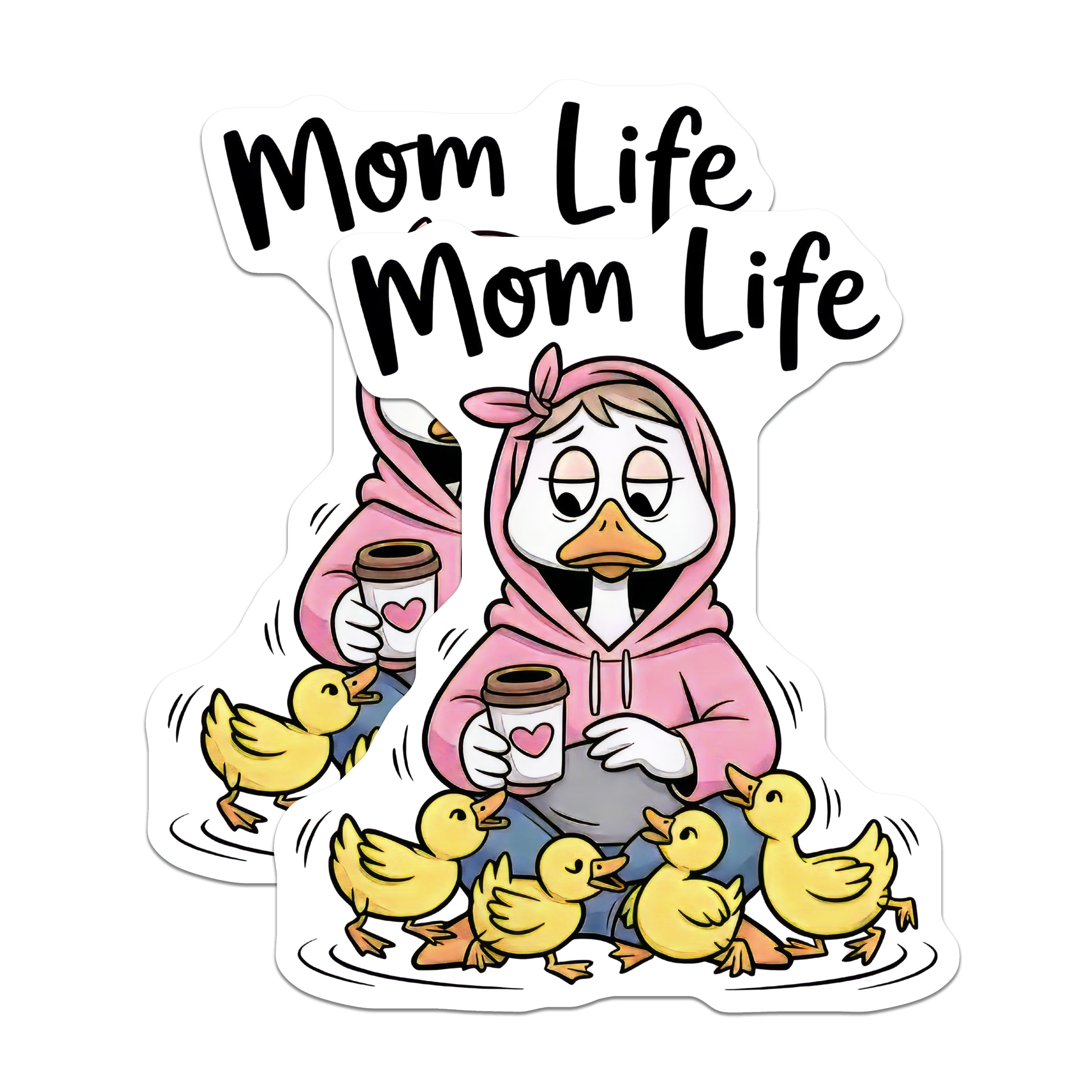 (2 Pack) Tired Mom Life Duck Magnets - Coffee Lover Humor - New Mom Motherhood Refrigerator Decor - 5 Inches On Longest Side - Thick Durable Magnet - Made in USA - MAG39228