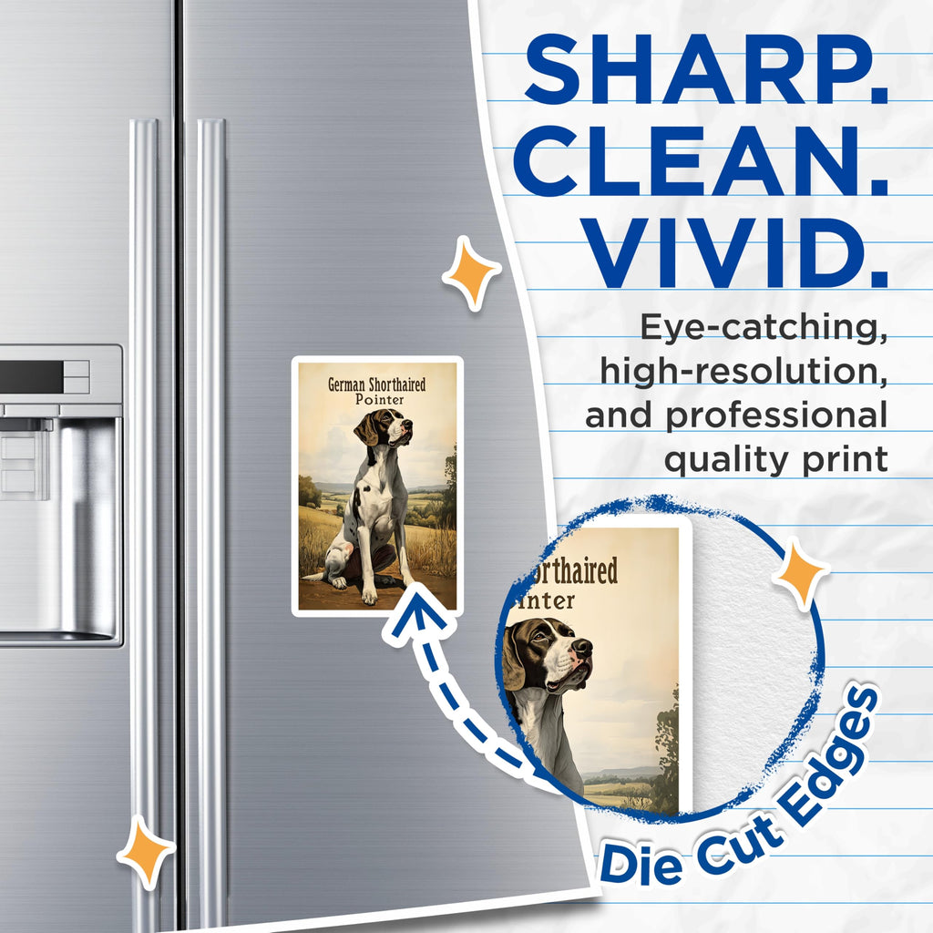 (2 Pack) German Shorthaired Pointer Magnets - GSP Dog Art - Hunting Dog Breed Decor - Canine Pet Owner Collectible - 5 Inches On Longest Side - Thick Durable Magnet - Made in USA - MAG20816