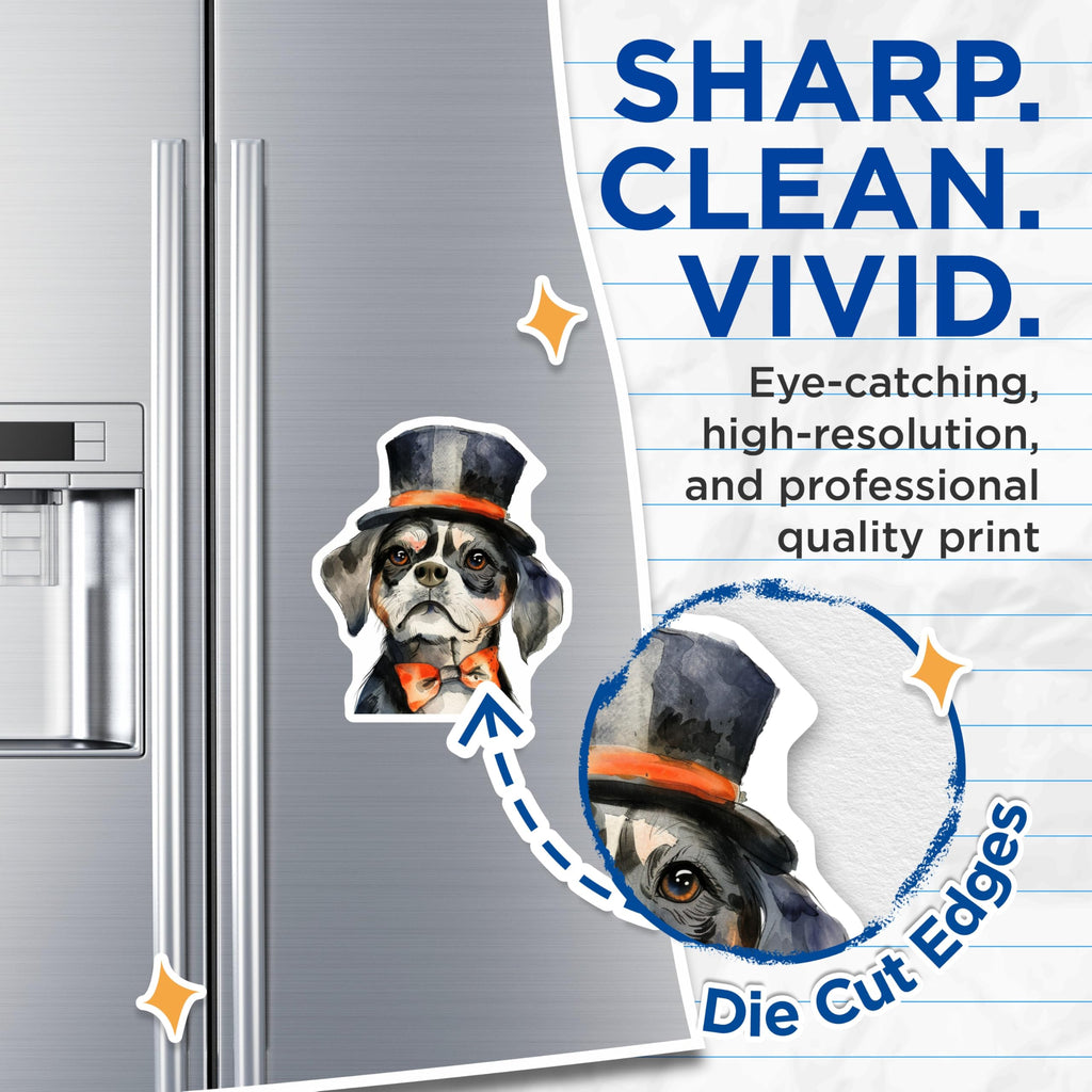 (2 Pack) Dapper Dog Magnets - Watercolor Animal Decor - Pet Lover Office Accents - 5 Inches On Longest Side - Thick Durable Magnet - Made in USA - MAG27746