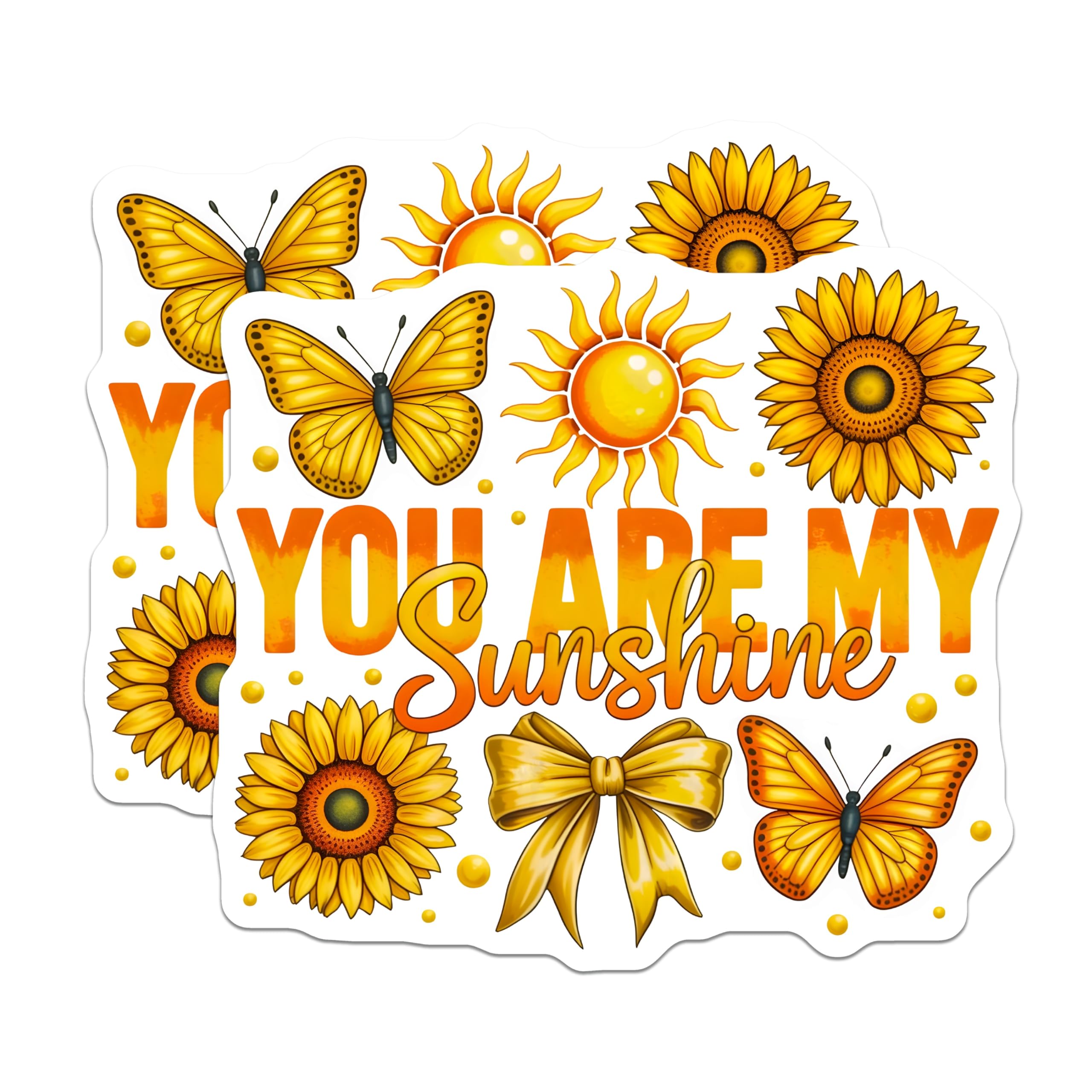 (2 Pack) You are My Sunshine Magnets - Cheerful Sunflowers Butterflies Sun - Positive Quote Affirmation Decor - 5 Inches On Longest Side - Thick Durable Magnet - Made in USA - MAG23404