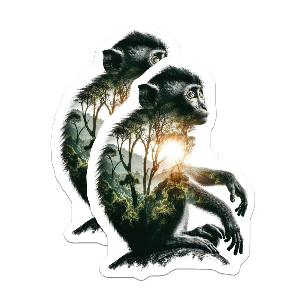 (2 Pack) Monkey Stickers - Forest Animal Sticker - Nature Art Stickers- 5" On Longest Side - Sticks to Smooth Flat Surfaces - Made in USA - BMCS16196