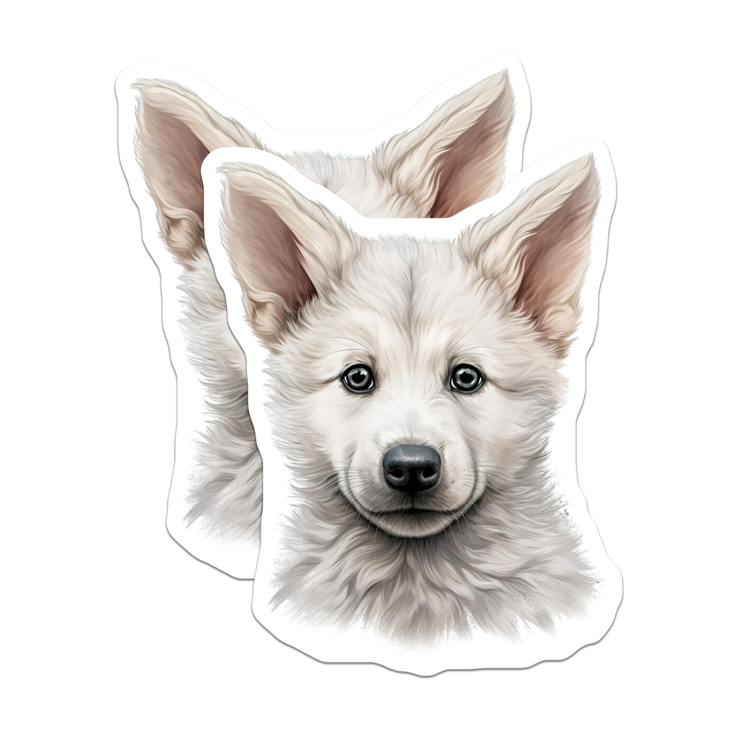 (2 Pack) White Puppy Magnets - Adorable Dog Art Decor - Cute Canine Refrigerator Decal - Pet Animal Lover Collectibles - 5 Inches On Longest Side - Thick Durable Magnet - Made in USA - MAG24217