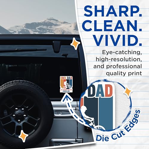 (2 Pack) BMX Dad Stickers - Like Normal Dad but Cooler - Biking Dad Stickers - Cool Dad Cycling Stickers - 5" On Longest Side - Sticks to Smooth Flat Surfaces - Made in USA - BMCS4784
