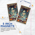 (2 Pack) The Polar Bear Skeleton Magnets - Animal Tarot Card Artwork - Unique Fridge Magnets - Skeleton Bear Kitchen - 5" On Longest Side - for Cars, Fridges, Toolboxes - Made in USA - MAG3665