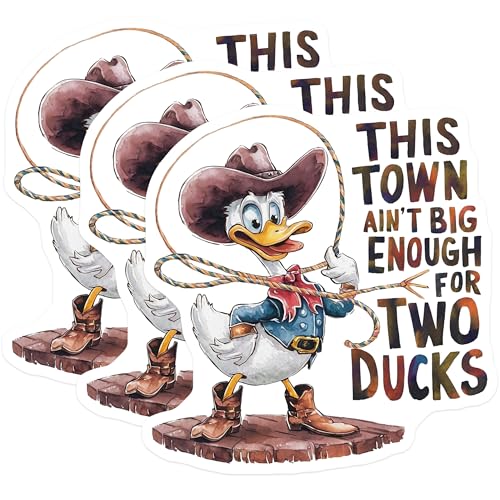 (3 Pack) Funny Duck Decals - Cowboy Duck Stickers - Laptop Decals - 3 Inches On Longest Side - Easy Peel & Apply - Made in USA - 3MCS7312