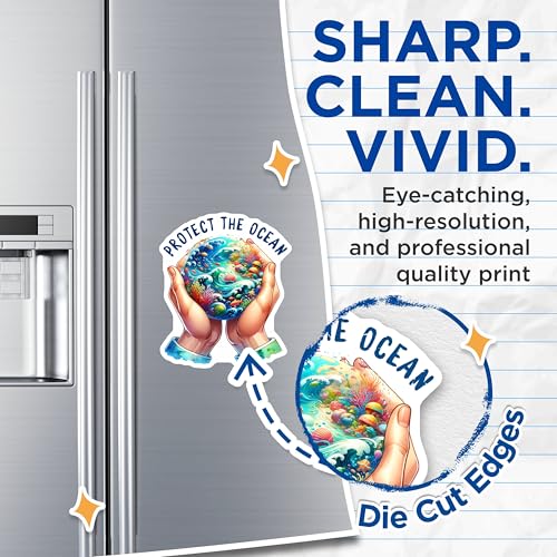 (2 Pack) Protect The Ocean Magnets - Save Marine Life - Eco-Friendly Home Decor - Ocean Conservation Art - 5" On Longest Side - for Cars, Fridges, Toolboxes - Made in USA - MAG7948