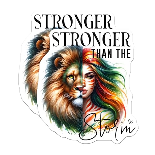 (2 Pack) Stronger Than The Storm Stickers - Inspirational Motivational Quote - 5" On Longest Side - Sticks to Smooth Flat Surfaces - Made in USA - BMCS9237 - BMCS9237