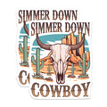 (2 Pack) Simmer Down Cowboy Magnets - Bull Skull Desert Decor - Western Steer Longhorn Art - 5 Inches On Longest Side - Thick Durable Magnet - Made in USA - MAG20804