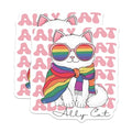 (2 Pack) Ally Cat Magnets - Rainbow Cat Magnets - Cute Cat Magnets for Fridge - 5" On Longest Side - for Cars, Fridges, Toolboxes - Made in USA - MAG6678