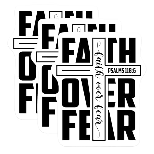 (3 Pack) Faith Over Fear Decals - Religious Verse Stickers - Christian Laptop Decal - 3 Inches On Longest Side - Easy Peel & Apply - Made in USA - 3MCS1194
