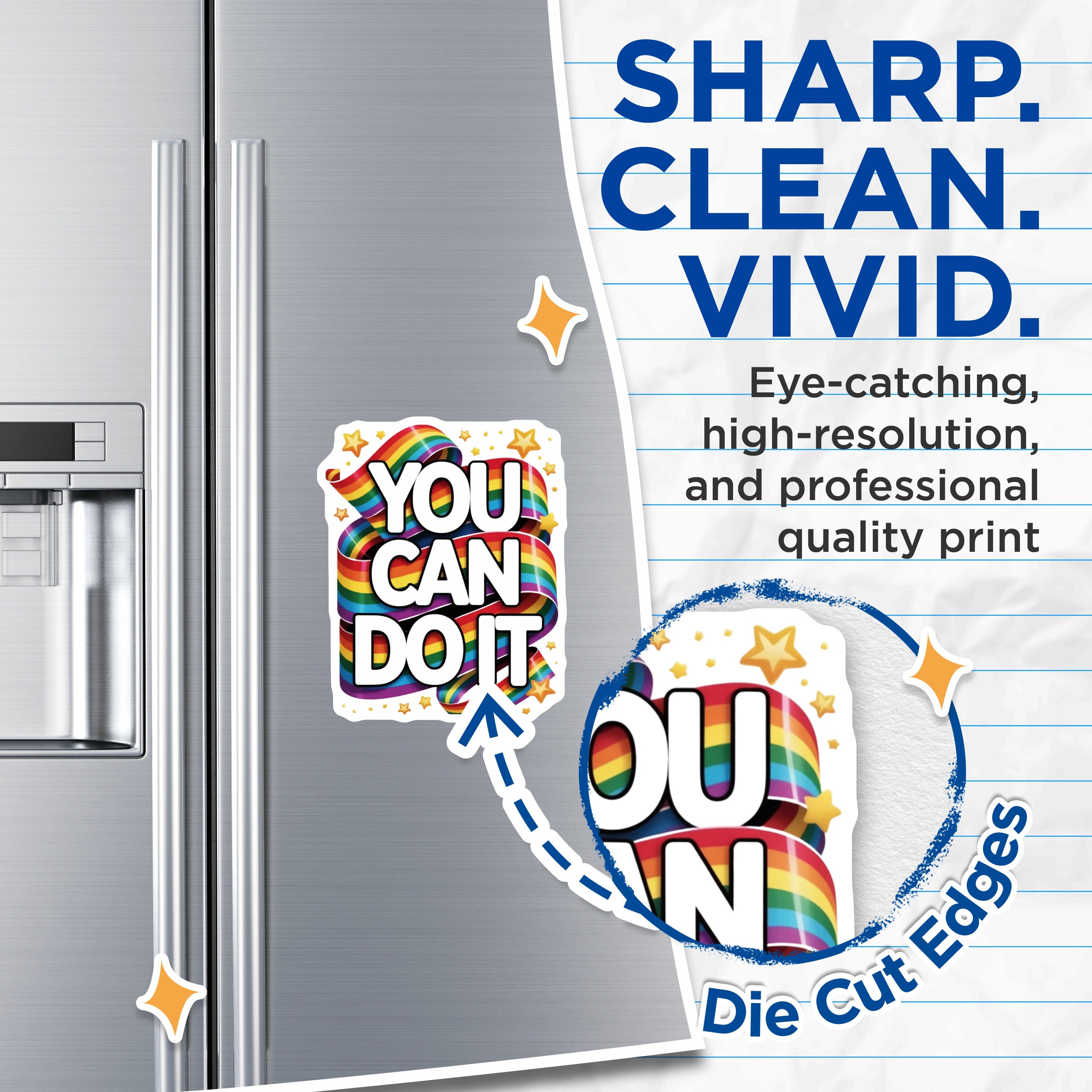 (2 Pack) You Can Do It Magnets - Rainbow Motivation - Positive Affirmation Decor - LGBTQ+ Support - 5 Inches On Longest Side - Thick Durable Magnet - Made in USA - MAG36888