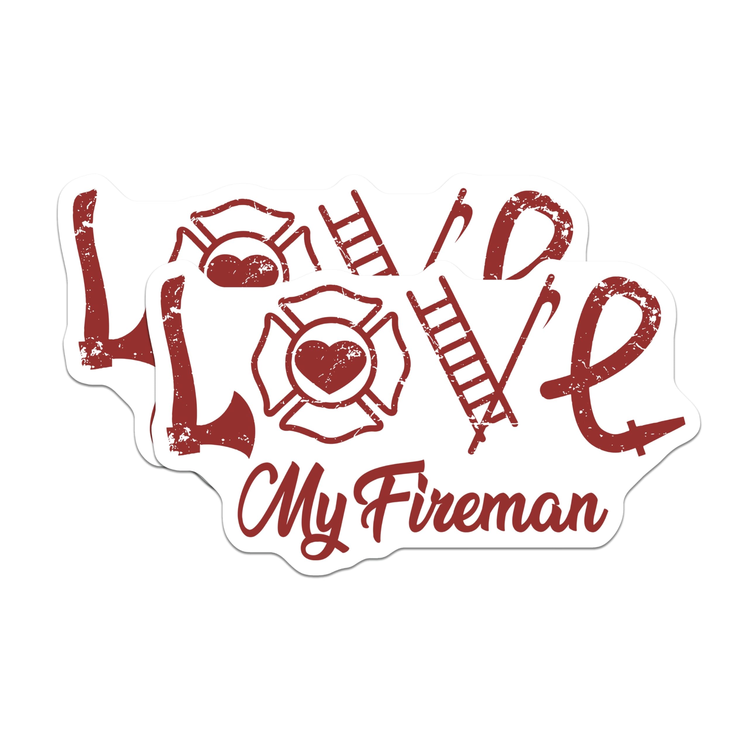 (2 Pack) Fireman Magnets - Love My Fireman - Firefighter Husband Decor - 5" On Longest Side - Premium Magnet - for Cars, Refrigerators, Toolboxes, Lockers - Made in USA - MAG17374