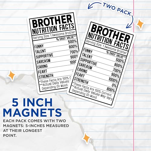 (2 Pack) Brother Humor Magnets - Funny Nutrition Facts - Refrigerator and Office Magnets - 5" On Longest Side - for Cars, Fridges, Toolboxes - Made in USA - MAG3951
