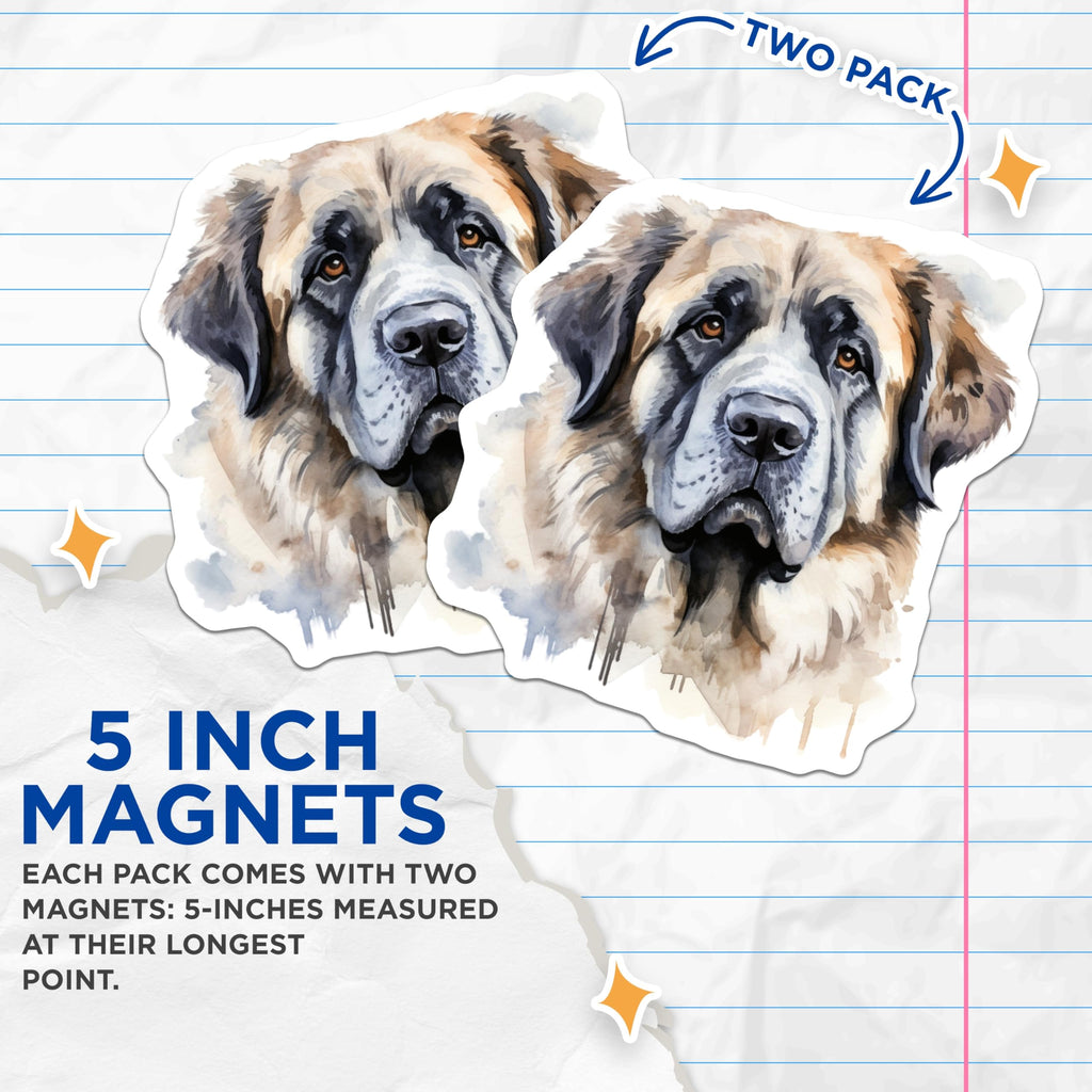 (2 Pack) Saint Bernard Watercolor Magnets - Dog Breed Lover - Pet Parent Decor - 5 Inches On Longest Side - Thick Durable Magnet - Made in USA - MAG29488