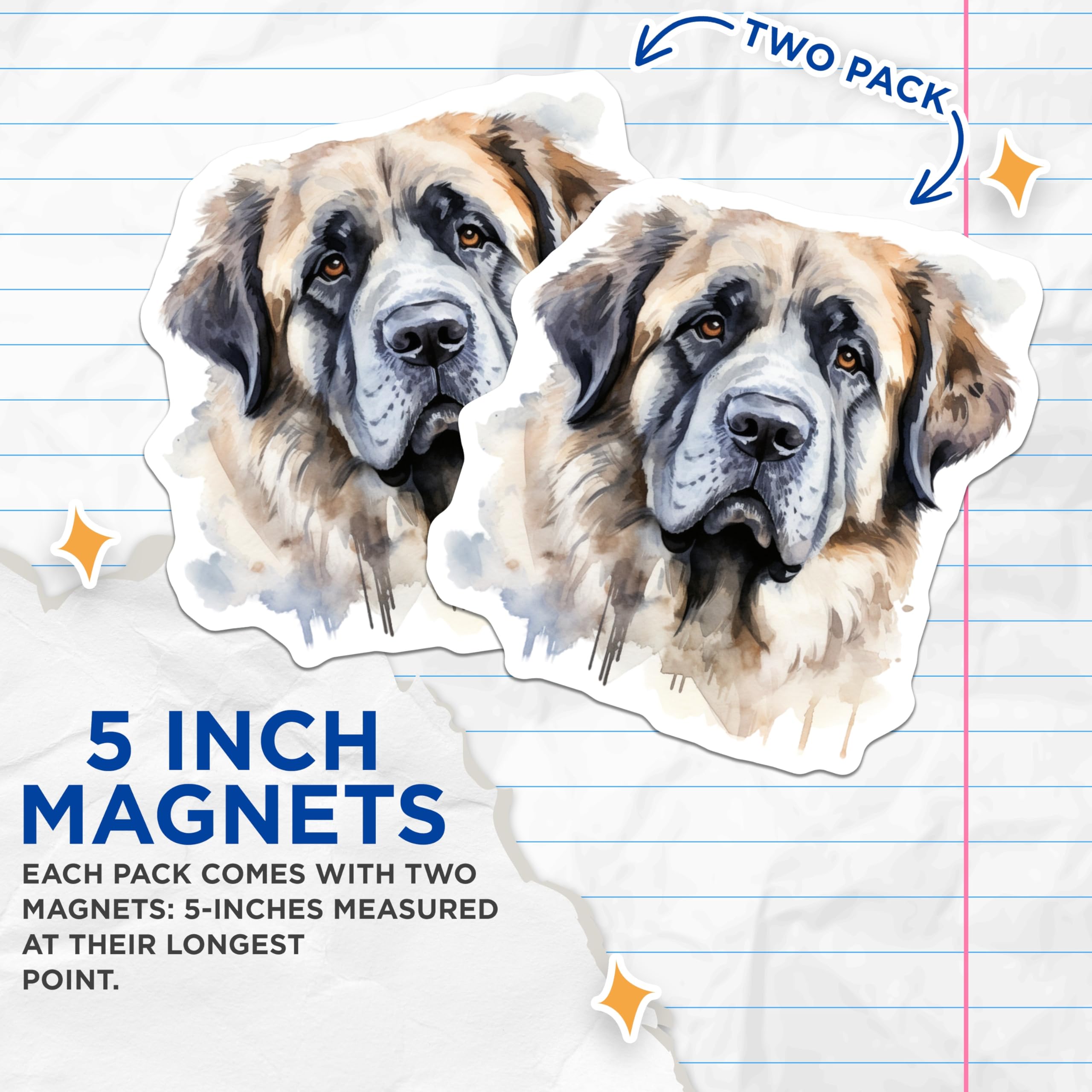 (2 Pack) Saint Bernard Watercolor Magnets - Dog Breed Lover - Pet Parent Decor - 5 Inches On Longest Side - Thick Durable Magnet - Made in USA - MAG29488