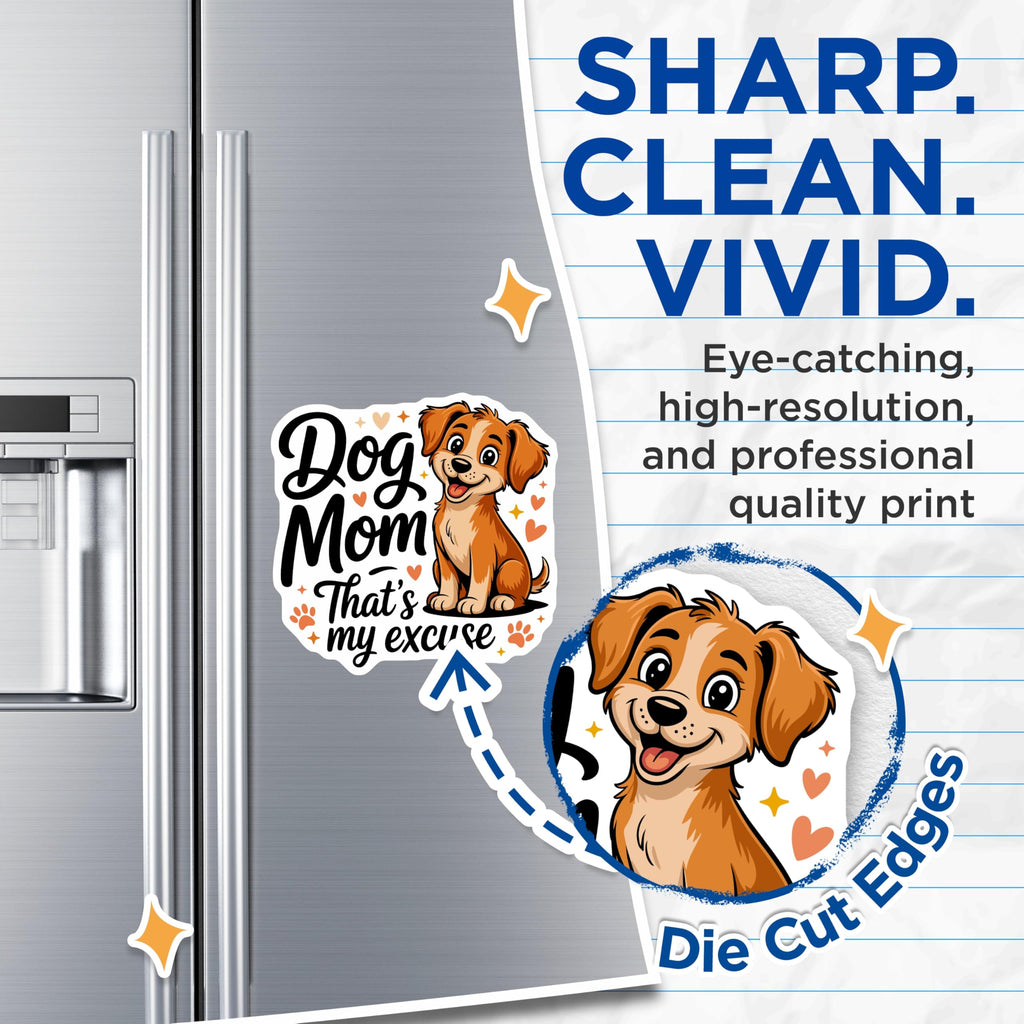 (2 Pack) Dog Mom Magnets - Cute Puppy Decor - Funny Pet Lover Gift Idea - 5 Inches On Longest Side - Thick Durable Magnet - Made in USA - MAG23689