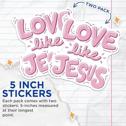 (2 Pack) Love Like Jesus Stickers - 5" On Longest Side - Sticks to Smooth Flat Surfaces - Made in USA - BMCS8951 - BMCS8951
