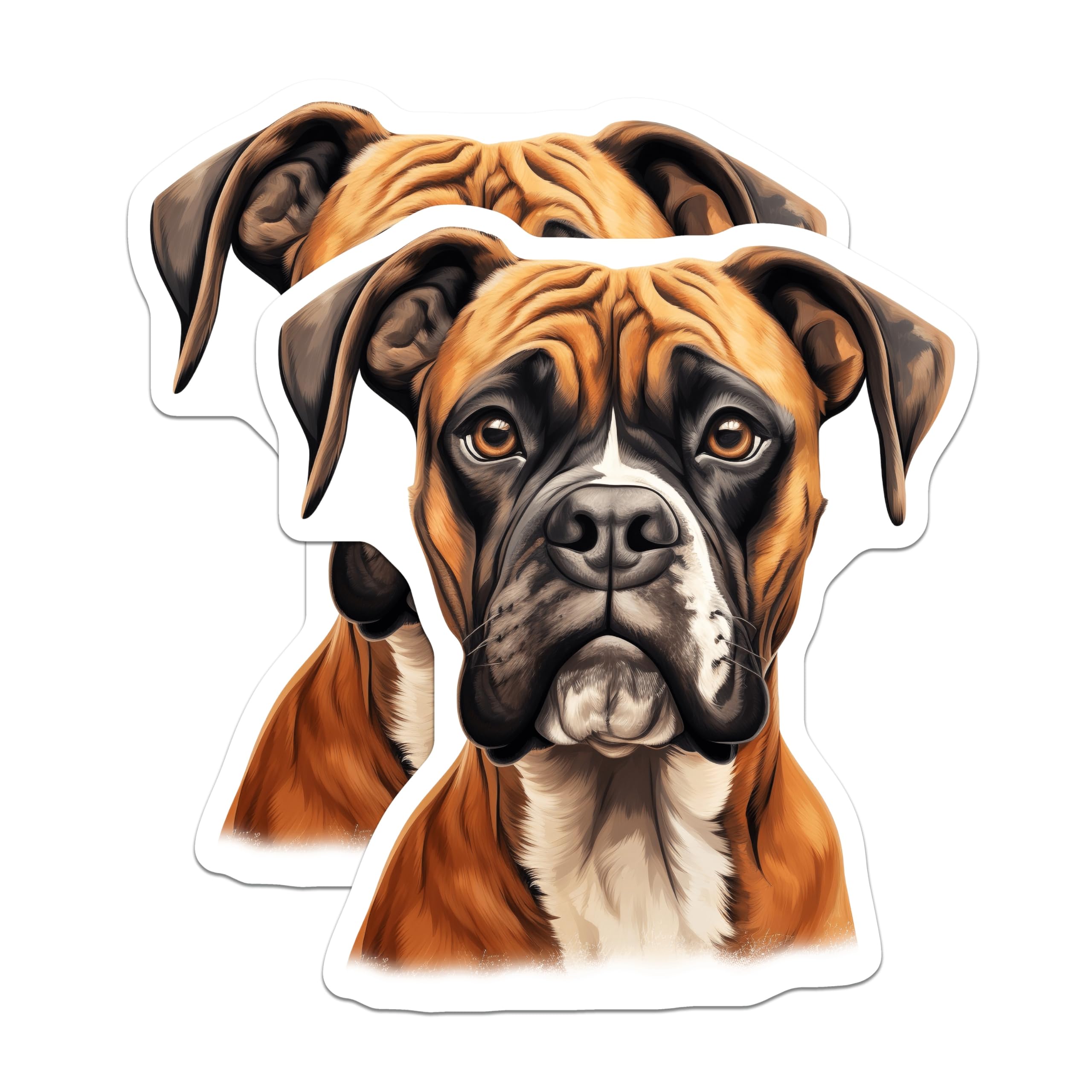 (2 Pack) Boxer Dog Breed Magnets - Realistic Fawn Boxer Art - Dog Mom Dad Pet Lover Fridge Decor - 5 Inches On Longest Side - Thick Durable Magnet - Made in USA - MAG27591