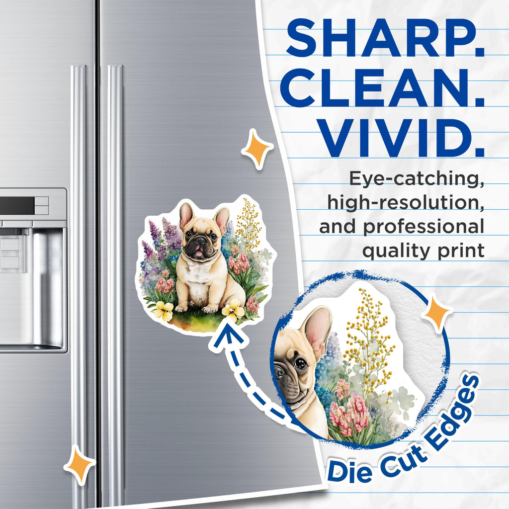 (2 Pack) French Bulldog Magnets - Cute Dog Art - Refrigerator Locker Magnets - 5" On Longest Side - Premium Magnet - for Cars, Refrigerators, Toolboxes, Lockers - Made in USA - MAG15389