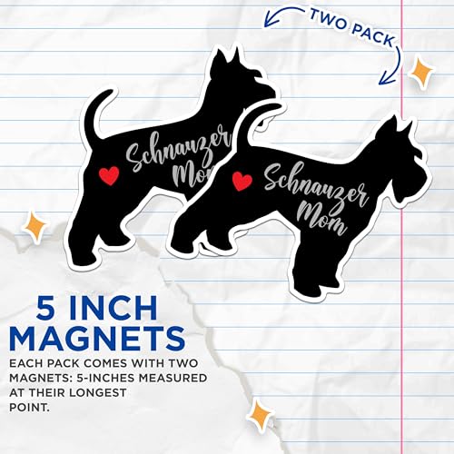 (2 Packs) Schnauzer Mom Magnets - Schnauzer Dog Breed Magnets - 5 Inches On Longest Side - Premium Magnet - for Fridges, Toolboxes, Cars - Made in USA - MAG2518