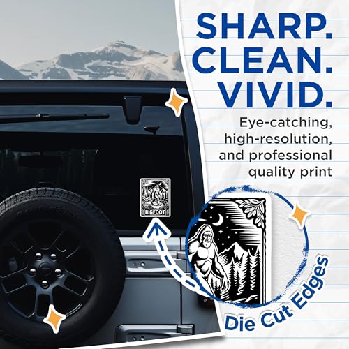 (2 Pack) Bigfoot Stickers - Cryptid Art Stickers - Mythical Creature Decals - 5" On Longest Side - Sticks to Smooth Flat Surfaces - Made in USA - BMCS5298