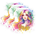(3 Pack) Virgo Zodiac Decals - Watercolor Art Decals - Laptop Stickers- 3 Inches On Longest Side - Easy Peel & Apply - Made in USA - 3MCS5558