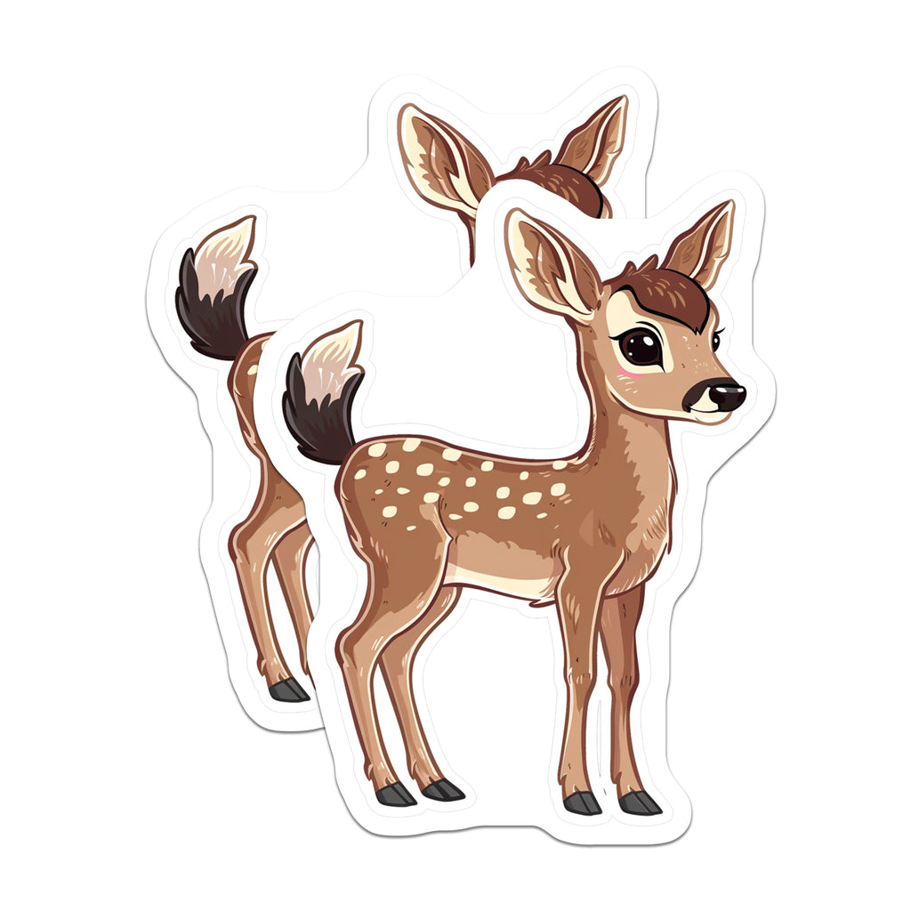 (2 Pack) Cute Fawn Magnets - Baby Deer Decor - Woodland Animal Art - Refrigerator Locker Accent - Kawaii Illustration - 5 Inches On Longest Side - Thick Durable Magnet - Made in USA - MAG37274
