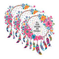 (3 Pack) Dream Catcher Decals - Floral Decal - Motivational Decals - 3 Inches On Longest Side - Easy Peel & Apply - Made in USA - 3MCS6013