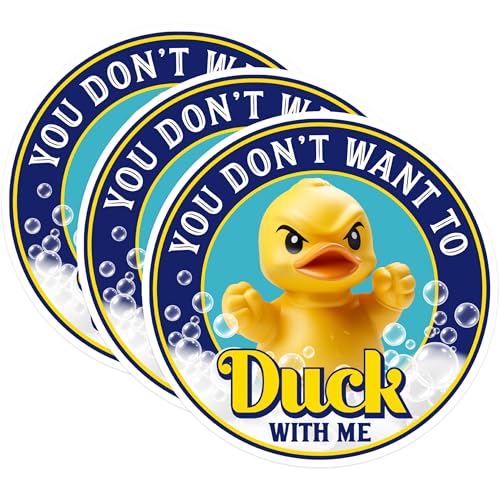 (3 Pack) Angry Duck Decals - Funny Rubber Duck - Laptop Decals - 3 Inches On Longest Side - Easy Peel & Apply - Made in USA - 3MCS0531