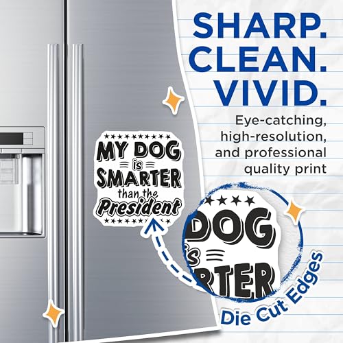 (2 Pack) My Dog is Smarter Than The President Magnets Magnets - Funny Dog Statement - Political Humor - 5" On Longest Side - Made in USA - Sticks to Refrigerators & Metal Surfaces - MAG9009