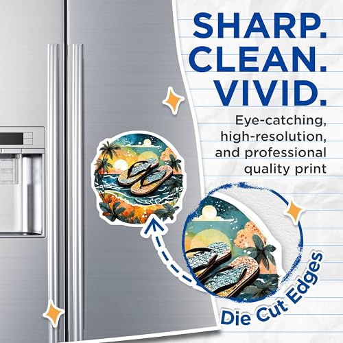(2 Pack) Beach Vibes Magnets Magnets - Tropical Flip Flops - Colorful Coastal Scene - 5" On Longest Side - Made in USA - Sticks to Refrigerators & Metal Surfaces - MAG9319