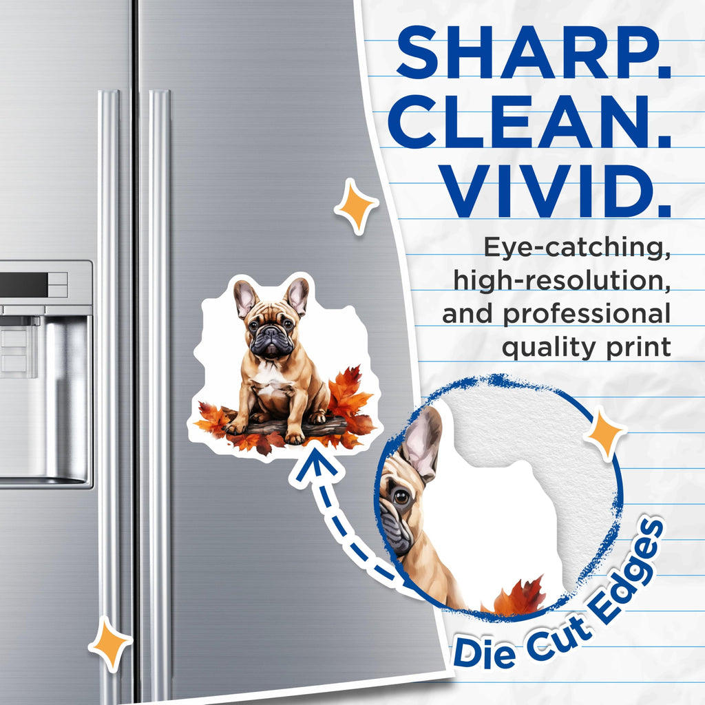 (2 Pack) French Bulldog Autumn Magnets - Fawn Frenchie Decor - Dog Lover Fall Decor - 5 Inches On Longest Side - Thick Durable Magnet - Made in USA - MAG29548